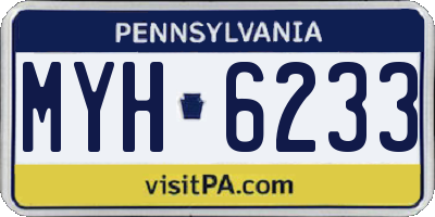 PA license plate MYH6233