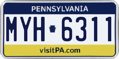 PA license plate MYH6311