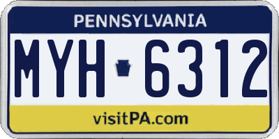 PA license plate MYH6312