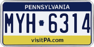 PA license plate MYH6314