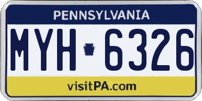 PA license plate MYH6326