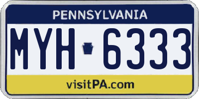 PA license plate MYH6333