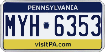 PA license plate MYH6353