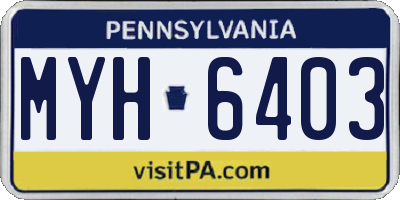 PA license plate MYH6403