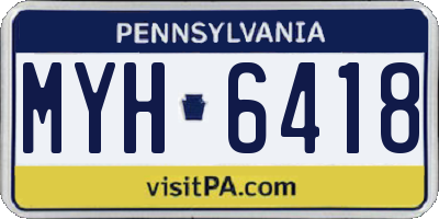 PA license plate MYH6418