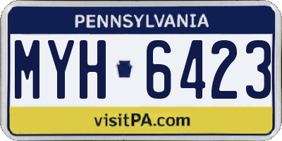 PA license plate MYH6423