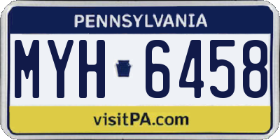 PA license plate MYH6458