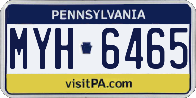 PA license plate MYH6465