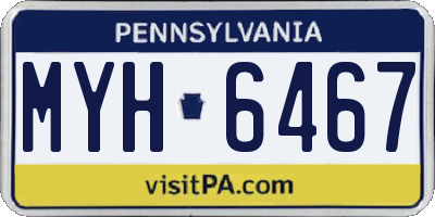 PA license plate MYH6467
