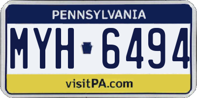 PA license plate MYH6494