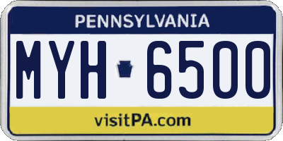 PA license plate MYH6500