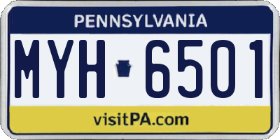PA license plate MYH6501