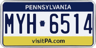 PA license plate MYH6514