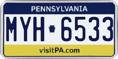 PA license plate MYH6533