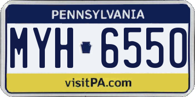 PA license plate MYH6550