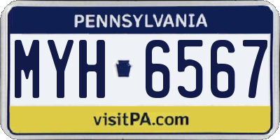 PA license plate MYH6567