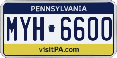 PA license plate MYH6600