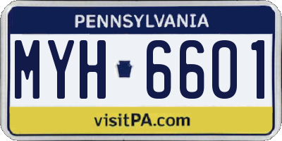 PA license plate MYH6601