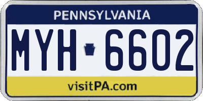 PA license plate MYH6602