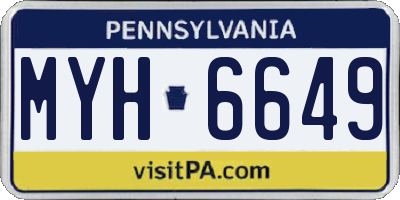 PA license plate MYH6649