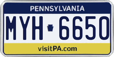 PA license plate MYH6650