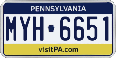 PA license plate MYH6651