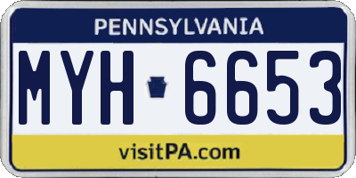 PA license plate MYH6653