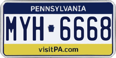 PA license plate MYH6668
