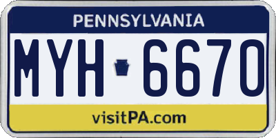 PA license plate MYH6670