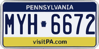 PA license plate MYH6672