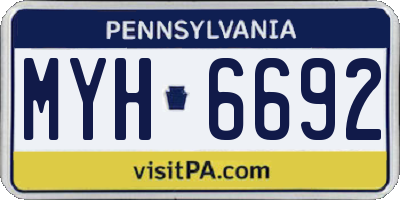 PA license plate MYH6692