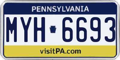 PA license plate MYH6693