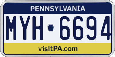 PA license plate MYH6694