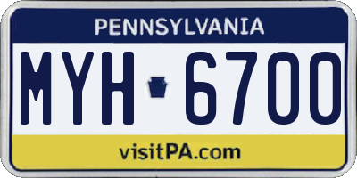 PA license plate MYH6700