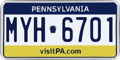 PA license plate MYH6701