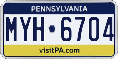 PA license plate MYH6704