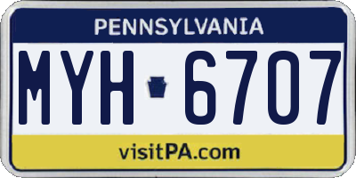 PA license plate MYH6707
