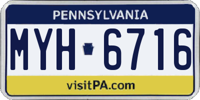 PA license plate MYH6716