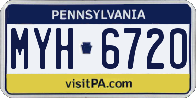 PA license plate MYH6720