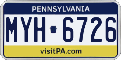 PA license plate MYH6726
