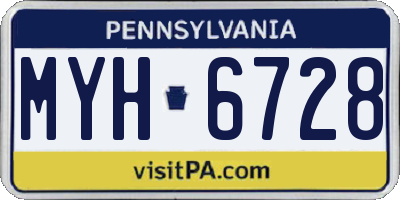 PA license plate MYH6728