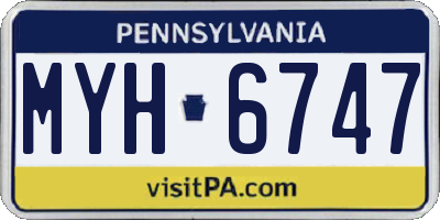 PA license plate MYH6747