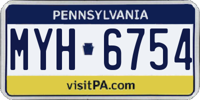 PA license plate MYH6754