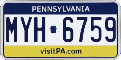 PA license plate MYH6759