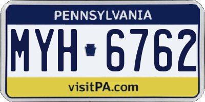 PA license plate MYH6762