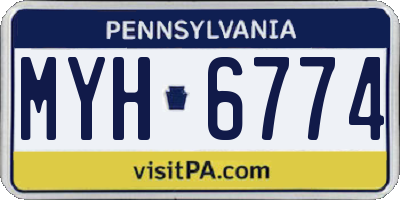 PA license plate MYH6774