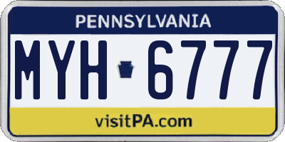 PA license plate MYH6777
