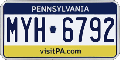 PA license plate MYH6792