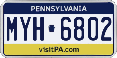 PA license plate MYH6802