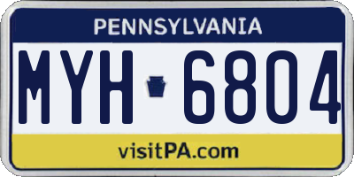 PA license plate MYH6804